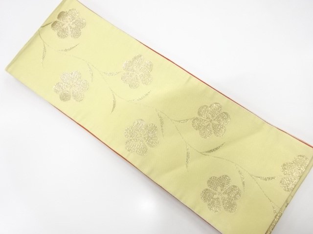 花模様織り出し　半幅帯